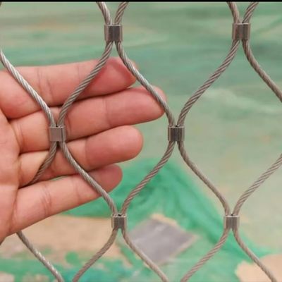 Stainless Steel Zoo Aviary Netting Ferrule Flexible  Wire Rope Mesh