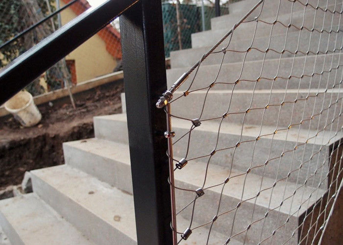 Stainless Steel Wire Rope Mesh with 80x80mm Mesh Aperture for Fall Prevention in SS 304/316 Balustrade Infill Cable Mesh