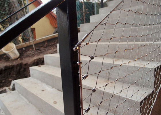 کابل Balustrade Infill Cable 80x80mm Ferrule Rope Mesh برای راه پله
